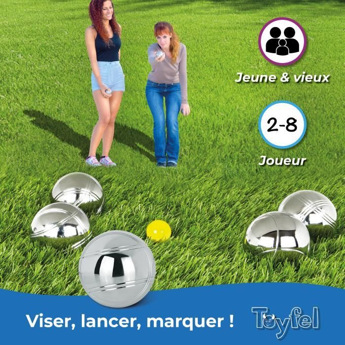 Toyfel Jeu de Boule P tanque Set avec 8 Boules en M tal Levy Jeu