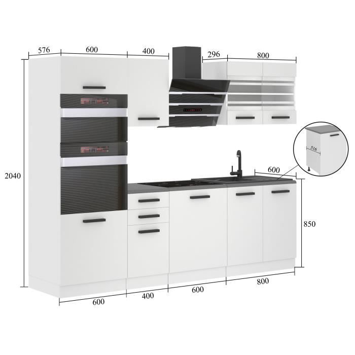 Cuisine Complète - B BELINI GROUP - Modèle TRACY - Ébène Royal - 240 cm ...