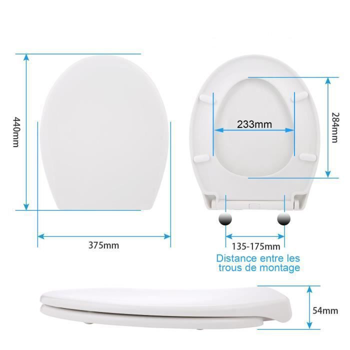 Abattant WC - HIMIMI -Cuvette WC Universel 44x37.5x5.4cm Abattant WC Frein De Chute Forme O Avec Installation Et Nettoyage Faciles - Bricolage