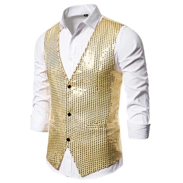 Cravate à Paillettes Or/Argent - Pré-nouée - Pour Fête, Carnaval, Mariage - Taille Unique