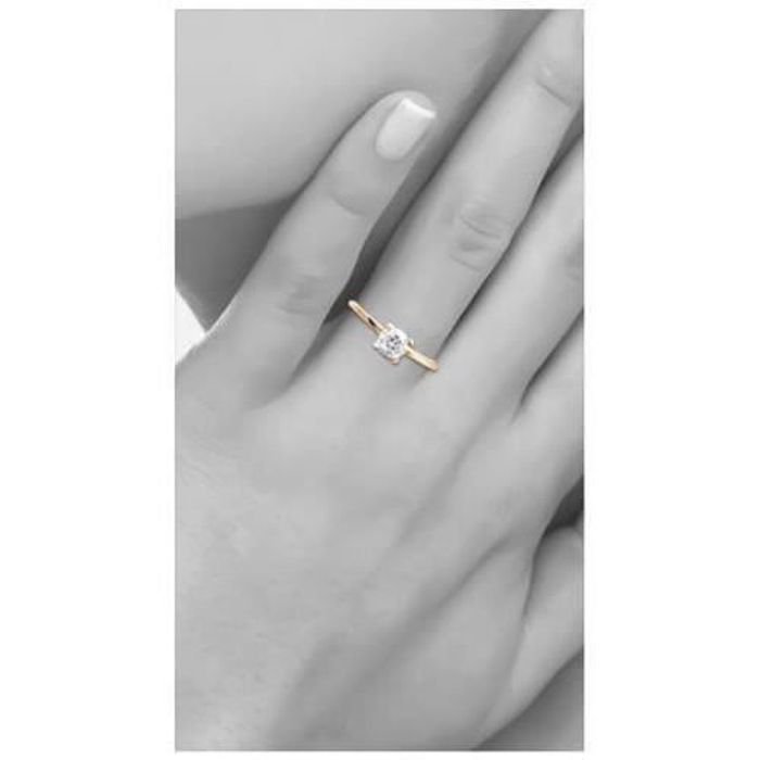 Bague Solitaire Zirconium Plaqué Or - Taille 54 - État Occasion