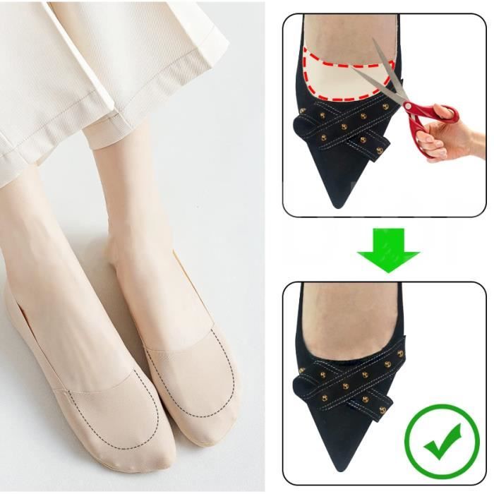 AYPOW 6Paires Chaussettes Invisibles En Coton Femme, Protège-Pied Socquettes Invisibles Ultra Basses Avec Anti-Dérapant Silicone,Respirantes Chaussettes Bateau Talons Hauts Mocassins Chaussures