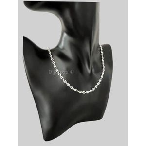 Chaîne En Argent Massif Patiné TOULHOAT 50 Cm - Style Moyen, Finition Argentée