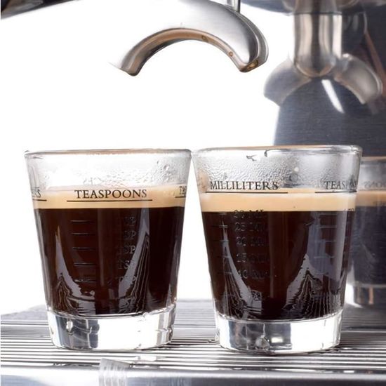 BCnmviku – Verre Doseur à Expresso 250 Ml – Bec Verseur En V, Poignée En Bois – Verre Borosilicate Résistant – Échelles Ml Et Oz - 1