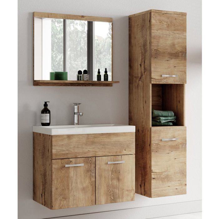 Meuble-lavabo Carlington Foremost, blanc lustré avec lavabo en