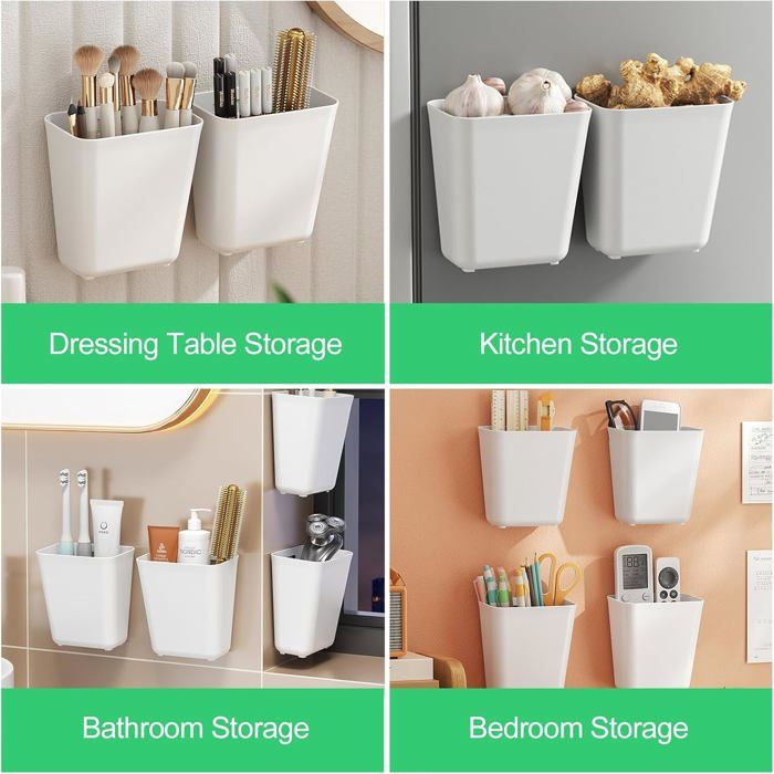 4 boîtes de rangement auto-adhésives à fixer au mur, boîtes de rangement pour portes d'armoires de cuisine, boîtes de rangement pour petits objets | Leroy Merlin