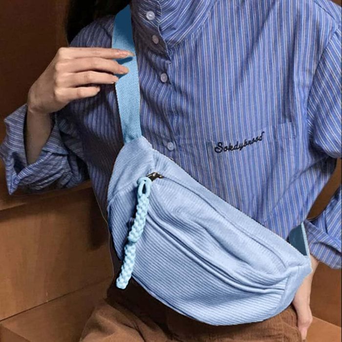 KASURE Sac Banane Velours Côtelé, Sac de Ceinture Multifonctionnel, Banane Unisexe avec Bandoulière Réglable, Parfait pour Voyager, Faire du Shopping, Sortir, Travailler (Noir