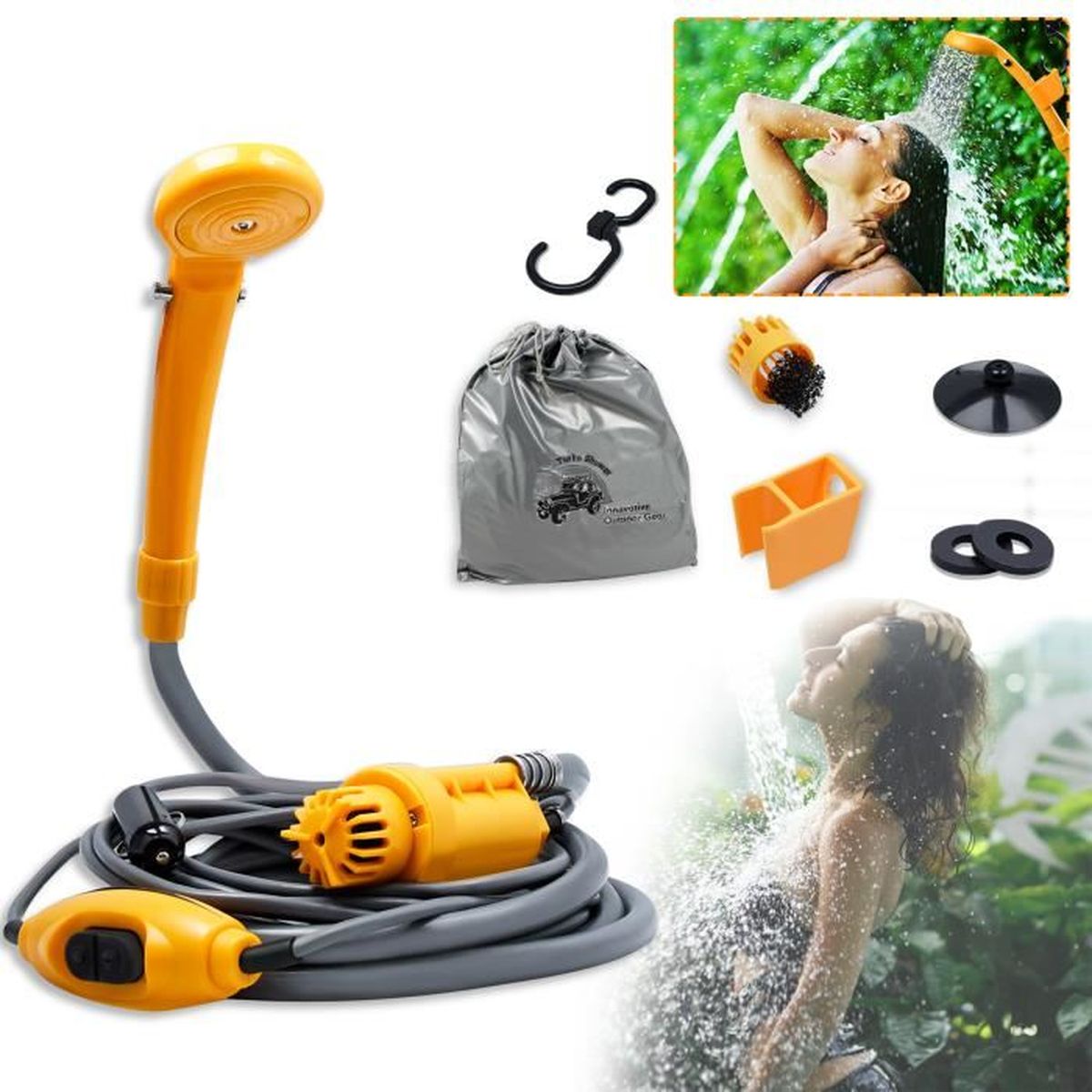Froadp Douche de Camping 2m avec Pommeau de Douche & Pistolet à eau Batterie USB 2200mAh Douchette avec Pompe Immergée et 2m USB Câble Douche Gadgets pour Voiture Animaux Voyage Jardin Extérieure Froadp Douche de Camping 2m avec Pommeau de Douche & Pistolet à eau Batterie USB 2200mAh Douchette avec Pompe Immergée et 2m USB Câble Douche Gadgets pour Voiture Animaux Voyage Jardin Extérieure