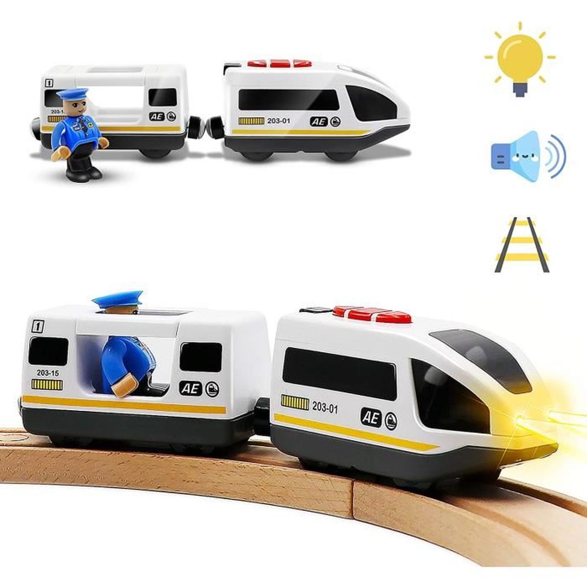 Locomotive à Piles Avec Voitures Magnétiques - Train En Bois Jouet Compatible Thomas & Brio, Pour Enfants 3 Ans Et + Train Bois Compatible Thomas Locomotive à Piles Avec Voitures Magnétiques - Train En Bois Jouet Compatible Thomas & Brio, Pour Enfants 3 Ans Et + Train Bois Compatible Thomas