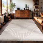 Carpetsale24 Tapis de Salon ou chambre en beige 160x230 cm motif géométriques Tapis poil ras moderne et doux avec effet 3D