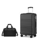 Kono Set de 2 Valises de Voyage Rigide Moyenne 65x44x25.5cm à 4 roulettes avec Serrure TSA + Sac de Voyage Ryanair 40x20x25cm, Noir