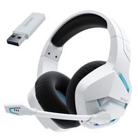 Casque Gaming sans Fil avec Micro Anti-Bruit pour PS4 PS5 PC Playstation 4 5, 2,4G + Bluetooth, White
