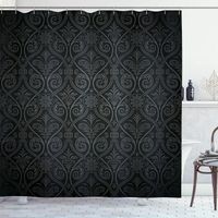 Rideau Douche Noir, Anti Moisissure Imperméable Polyester Tissu Rideau de Bain, 12 Crochets, 3D Rideau Douche 180x200 cm