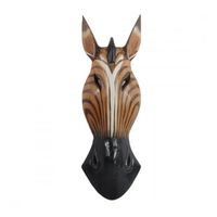 Masque Antilope en bois peint 50cm - Décoration Africaine - Marron / Chocolat