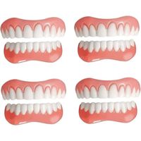 4 Paires Fausses Dents Fausses De Dents Cosmétiques Places En Silicone Prothèses En Silicone Placage De Dents Instantanées