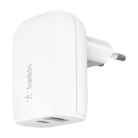 Chargeur Secteur 37W USB-C 3.0 25W + USB 12W Charge rapide Compact Belkin Blanc