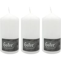 Hofer Grandes bougies pilier blanches - 8 x 15 cm - Ensemble de 3 bougies décoratives - 60h de combustion - Cire sans goutte