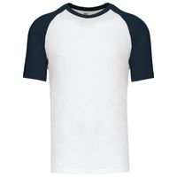 T-shirt bicolore baseball - Homme - K330 - blanc et bleu marine