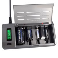 PALO Chargeur de Batterie Universel, Piles C Rechargeables LCD pour Batteries AA-AAA-C-D-9V NI-MH