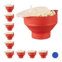 10 x Popcorn Maker Silikon für Mikrowelle, zusammenfaltbarer Popcorn Popper, Zubereitung ohne Öl, BPA-frei, rot - 4052025282943