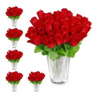 288 x Kunstrosen rot, Kunstblumen, künstliche Dekoblumen, Rosen mit Stiel und Blättern, rote Köpfe, H: 26 cm, red