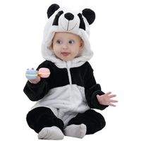 Grenouillère Panda Pour Nouveau-Né - Combinaison Polaire Hiver Avec Capuche, Moufles Et Chaussons - Fille & Garçon
