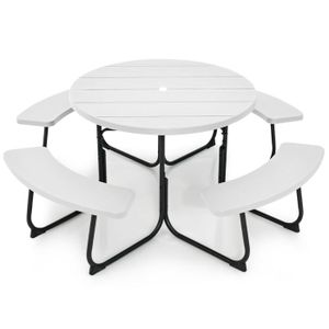 Table Pliante Jardin OXEO 8 Places - Portable Avec Poignée, Idéale Pique-Nique Et Fêtes