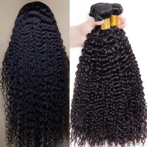 PERRUQUE - POSTICHE Kinky Curly Human Hair Bundles Tissage Brésilien Curly Bundles Human Hair Tissage Naturel Cheveux Humain Bouclés Bresilienne[n8099]
