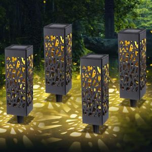 LAMPE DE JARDIN  Lampe Solaire Jardin,4 Pièces Éclairage Solaire Ex