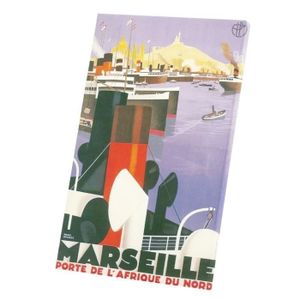 Photo Marseille Noir et Blanc Le Vieux Port et Notre Dame de la Garde  Photographie Paysage Affiche Poster Décoration -  France