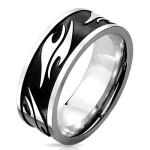 UrbanBijoux Bague Anneau pour Homme Femme Acier INOX plaqu/é Noir Motif Tribal