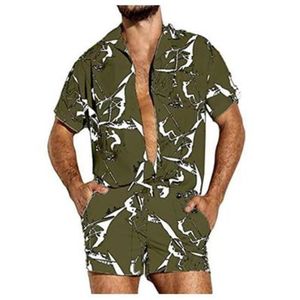 BODY Body pour Homme Combinaison d'été taille plus de chemise à manches courtes imprimé vent de plage Vert