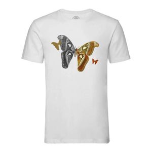 T-SHIRT T-shirt Homme Col Rond Blanc Papillon 1872 Planches Biologie Illustration Ancienne