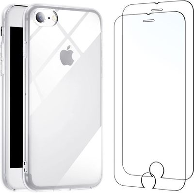Coque Gel Transparente + 1 Verre Trempé Noir Pour IPhone 7/8/7 Plus/X/XS Max - Neuf