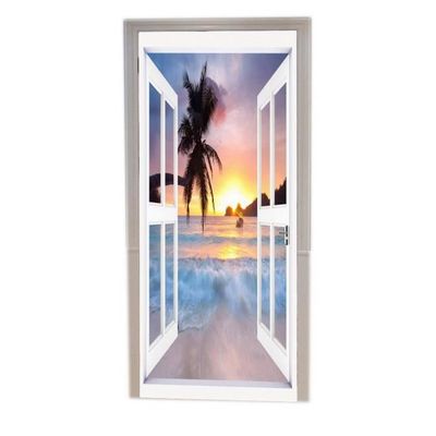 Sticker Porte Autocollant Poster De Porte 3D Terre Et Galaxie Vinyle