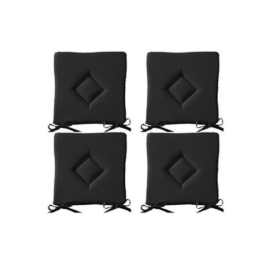 Lot De 4 Galettes De Chaise Relaxdays 38x38cm - Polyester, Noir - Intérieur/Extérieur