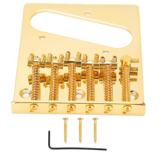 Ponte Kluson In Acciaio Per Fender Telecaster - 6 Selle In Ottone - Oro (KV6TBG-G)