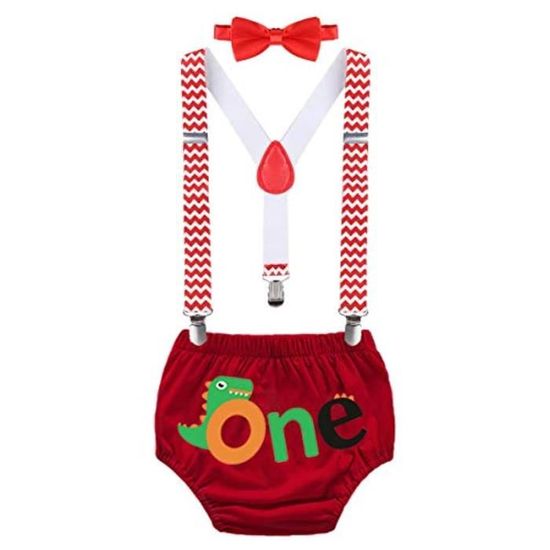 Costume Gentleman Bébé Garçon 1er Anniversaire - Barboteuse + Nœud Papillon + Bretelles + Oreilles Mickey