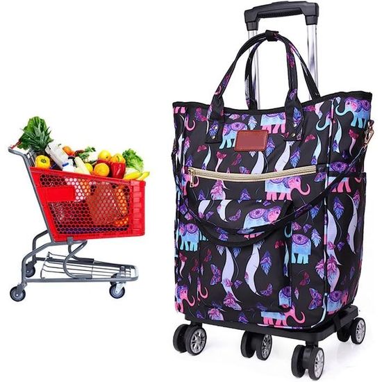 Chariot De Courses Pliable – Grande Capacité (40L/45L/56L) – 4 Ou 6 Roues – Pratique Pour Le Marché
