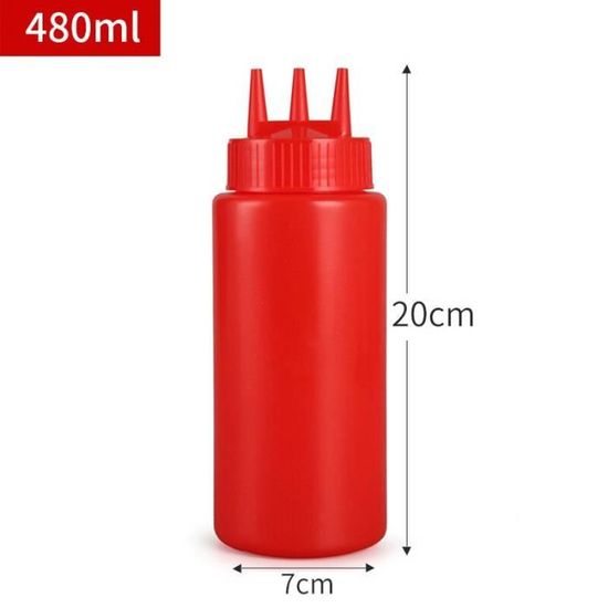 Lot De 3 Bouteilles à Condiments Souples Avec Bouchon 3 Trous Et Graduations - Pour Ketchup, Huile, Mayo...