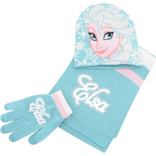 Ensemble Bonnet + Gants + écharpe La Reine Des Neiges - Taille 52 (3-6 Ans), Licence Officielle, Neuf