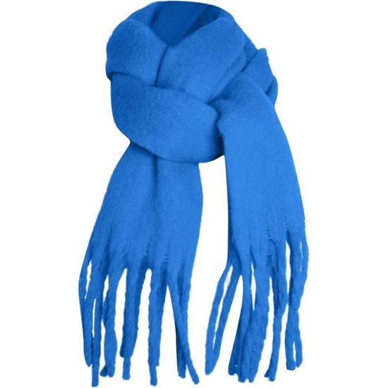 Écharpe D’hiver Femme Avec Pompons – Couleur Unie, En Polyester Doux, Pour Toutes Les Saisons, Style Décontracté