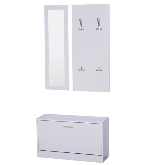 Entrée Design Contemporain Gris – Meuble à Chaussures, Miroir, Étagères Et Patères, Finition Bois