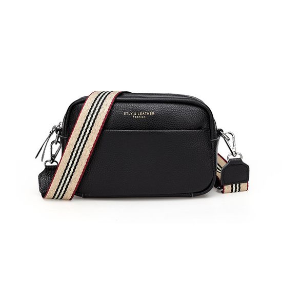 Sac à Main Femme En Cuir Véritable Noir – Bandoulière élégante 19x13x6 Cm, Neuf Avec étiquettes