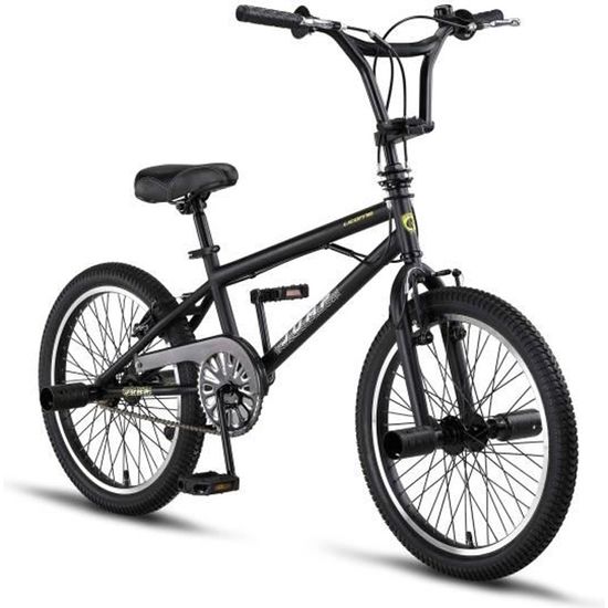 Licorne Bike Jump Premium BMX Système de rotor à 360° 4 niveaux en acier [Freestyle, Noir-Jaune]