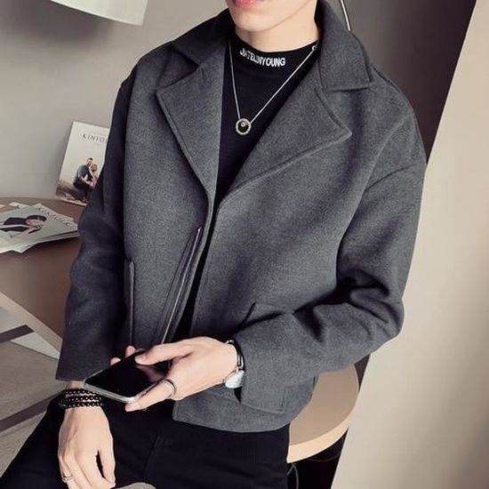 Manteau Long Homme En Laine Mélangée – Trench Croisé Élégant à Pois, Chaud Et Chic Pour L'Hiver, Business Casual