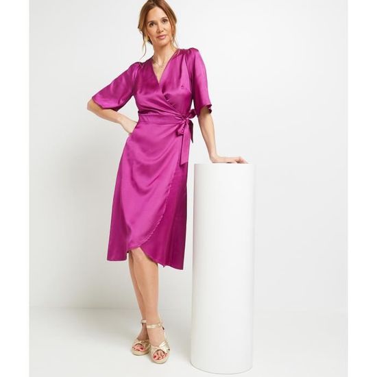 Robe Cache-cœur Femme 'Un Jour Ailleurs' - Taille 40, Noire, Longue, Encolure Cœur, Très Bon état