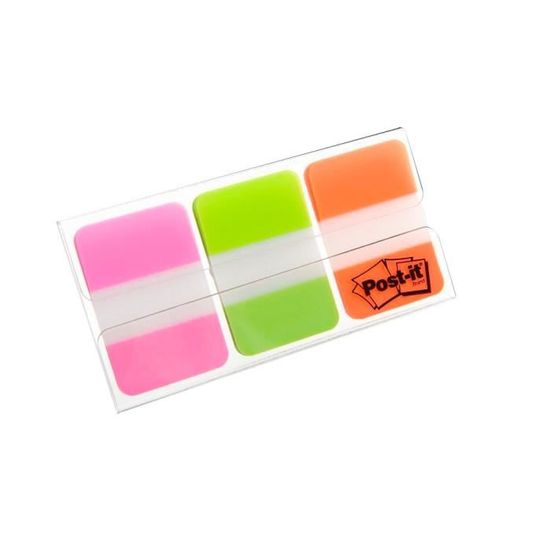 Marque-pages Rigides Post-it Fort - 22 Par Couleur, 38 X 25.4 Mm, Bords Colorés, Autocollants Et Amovibles