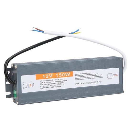 Transformateur 220v 24v Driver LED 150W AXFEE Transformateur LED 240V Vers 24V 150W - Alimentation Tension Constante - Pour Bandes LED & Spots Alimentation Spots Encastrables LED Transfo 24v