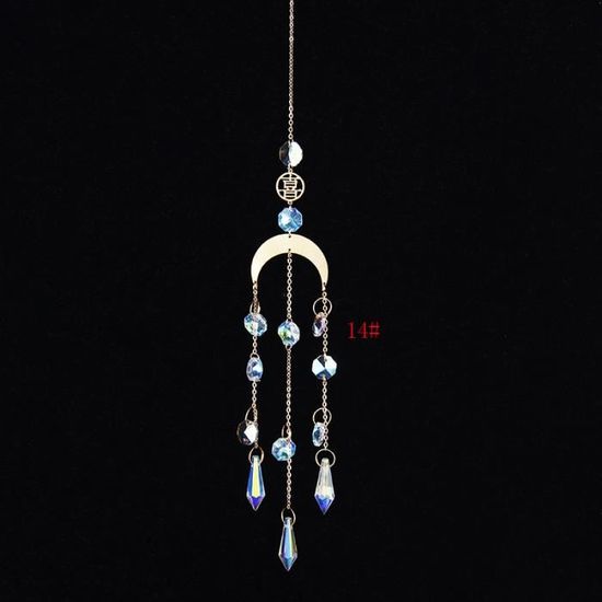 Carillon Attrape-Soleil En Cristal - Pendentif Lune Étoile Arc-en-Ciel Pour Fenêtre Et Jardin